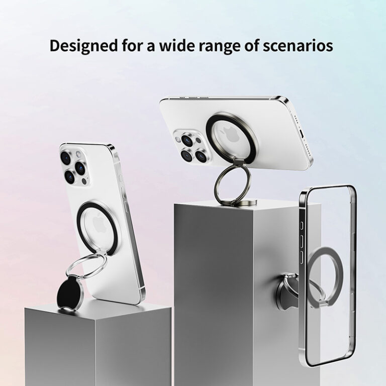 Aluminum/zinc alloy multi-function magnetic ring phone stand