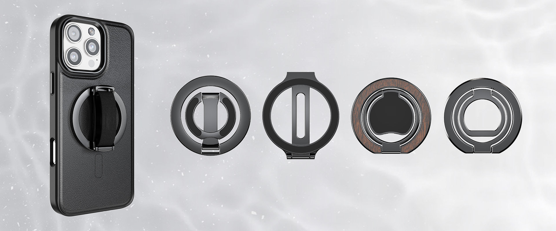 Aluminum/zinc alloy multi-function magnetic ring phone stand