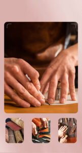 Craftsman stitching top-grain leather for a phone case