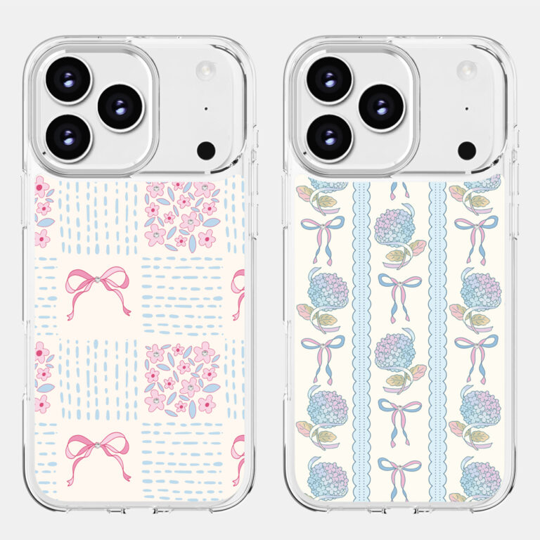 Product images of iPhone 17 series printed phone cases